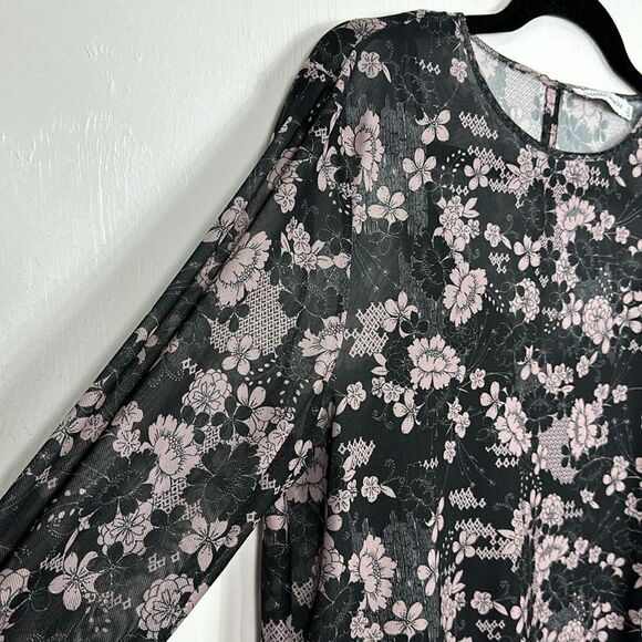 Rebecca Minkoff Cyder Floral Long-Sleeved Semi Sheer Top Size XL - Picture 3 of 11